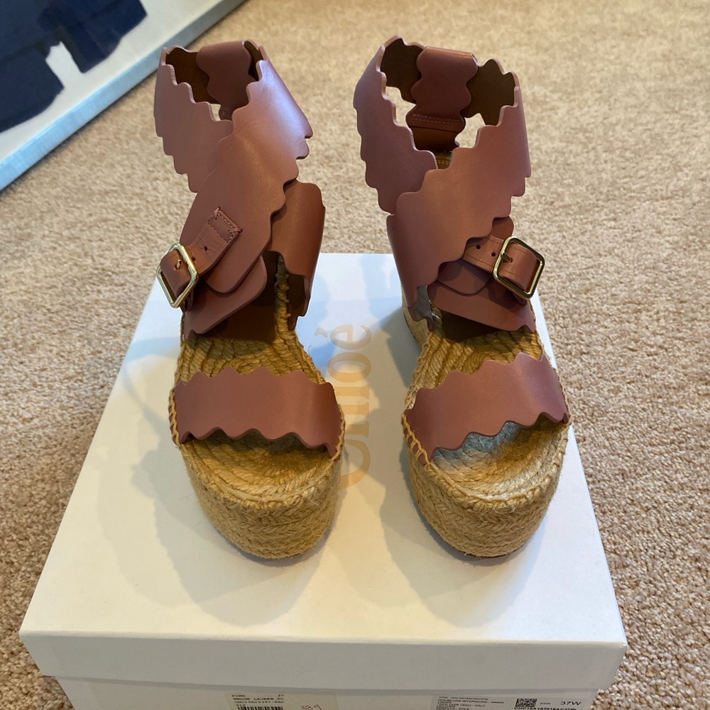 New Chloe Espadrilles Pink sandals, Sz 37